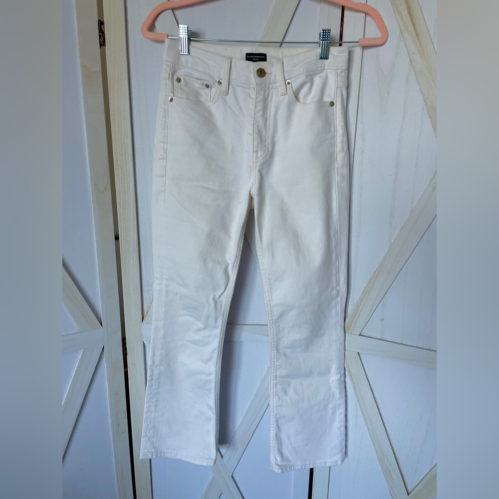 Club Monaco cream/white kick crop jeans